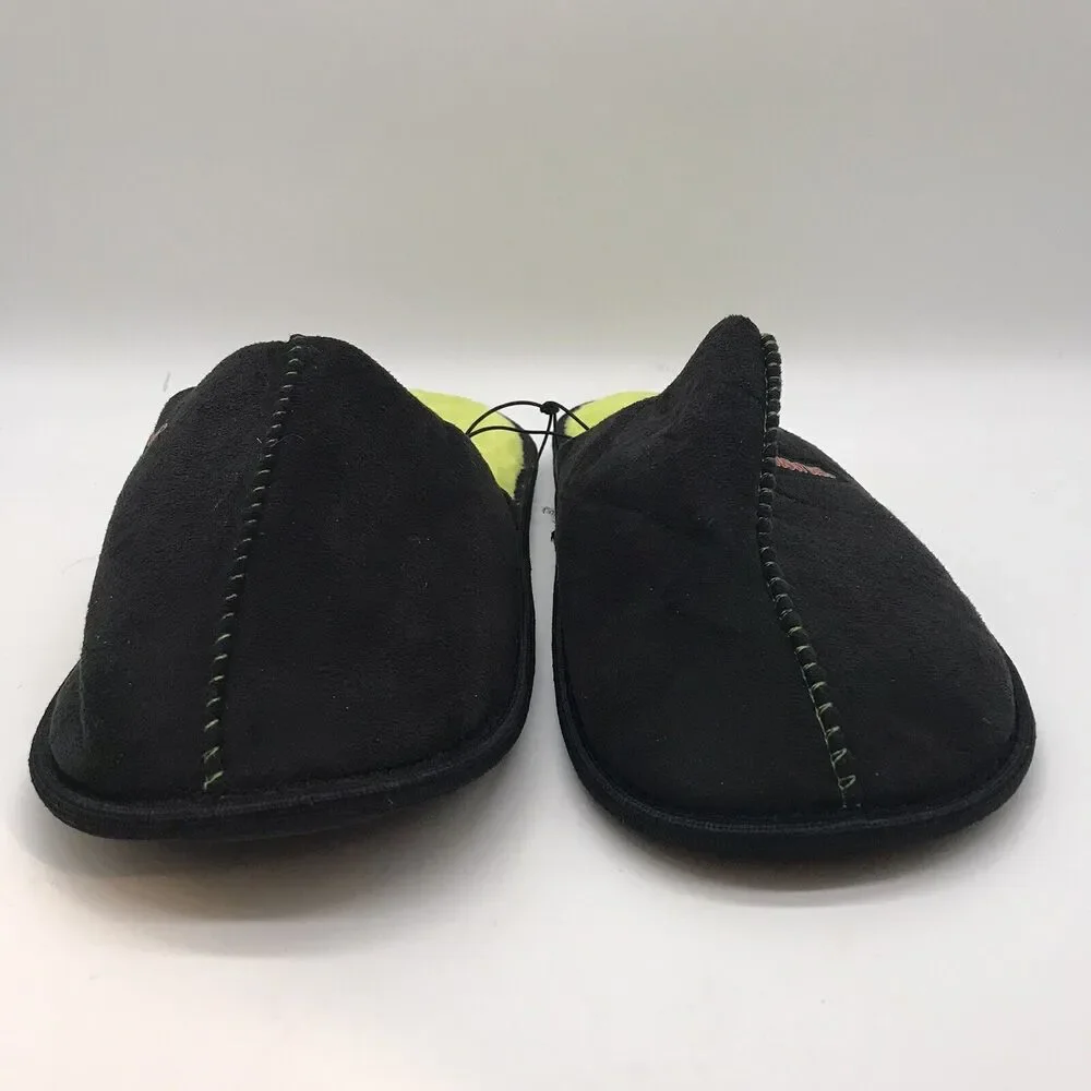 Mossy Oak Memory Foam Slippers Men's 13 Cozy Black & Neon Green Slip On Slides